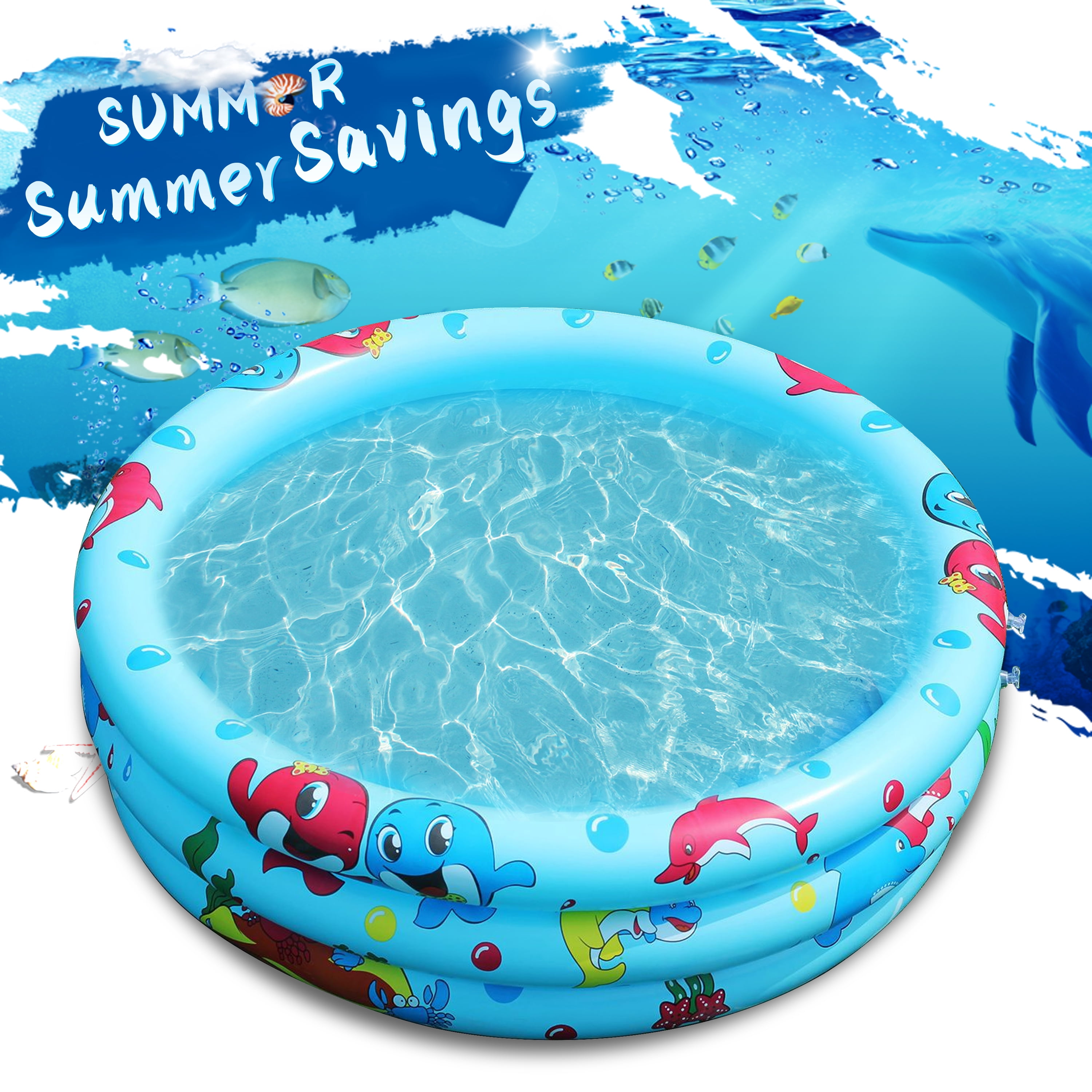 59' Inflatable Baby Swimming Pool,Round Portable Child Little Pump Pool,Kiddie Paddling Pool Indoor&Outdoor Toddler Water Game Play Center for Kids/Girl/Boy,Summer Saving