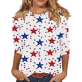 thumbnail image 2 of Zivyakyron Patriotic Tshirts Shirts for Women Summer 4th of July Beach Tops for Woman Casual Loose 3/4 Sleeve Clothes, 2 of 5