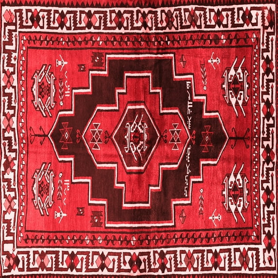 Ahgly Company Indoor Square Persian Red Traditional Area Rugs, 8' Square