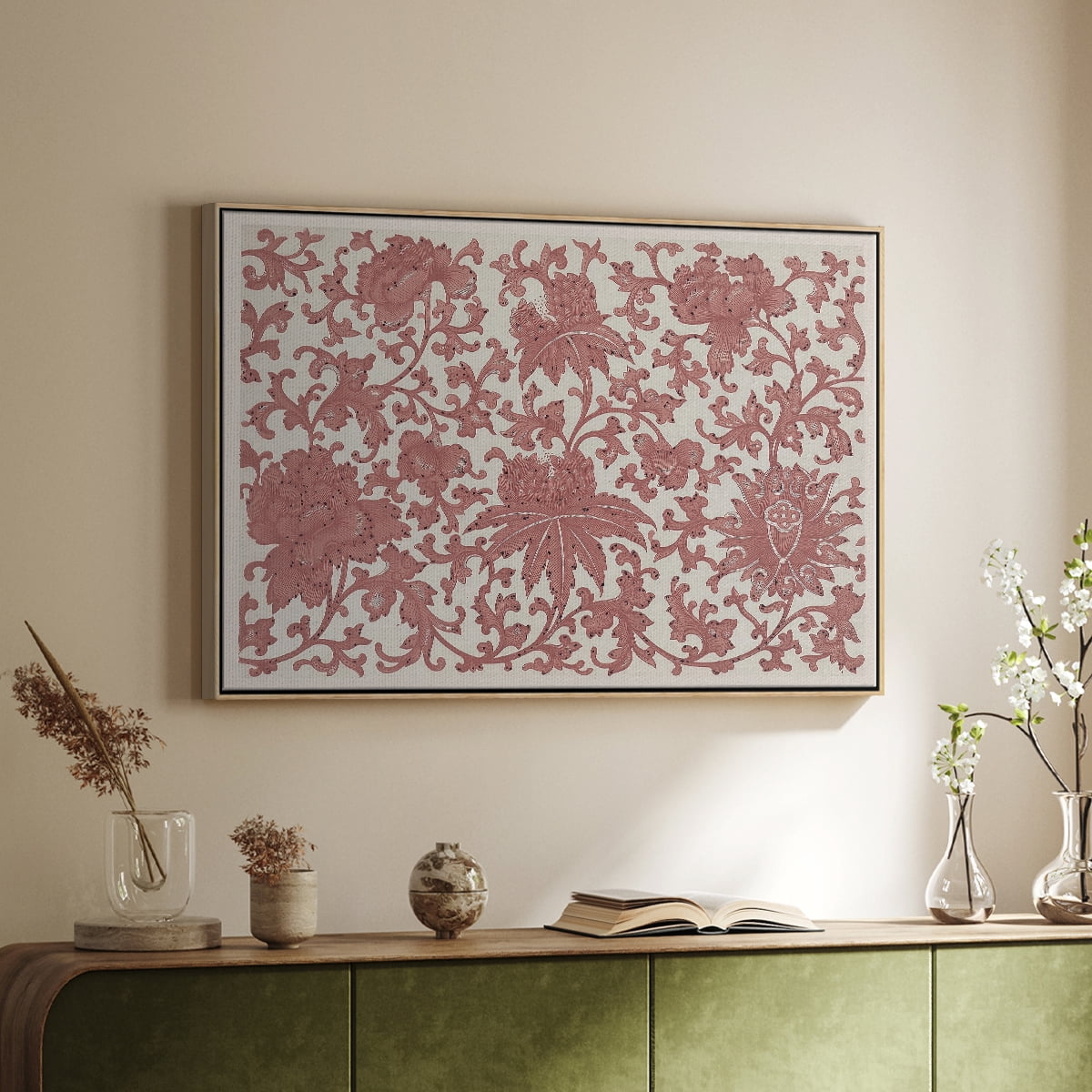 Vintage Abstract Print-XXVIII Framed in Natural Wood Wood Gallery Wrapped Canvas 17 in. x 25 in.