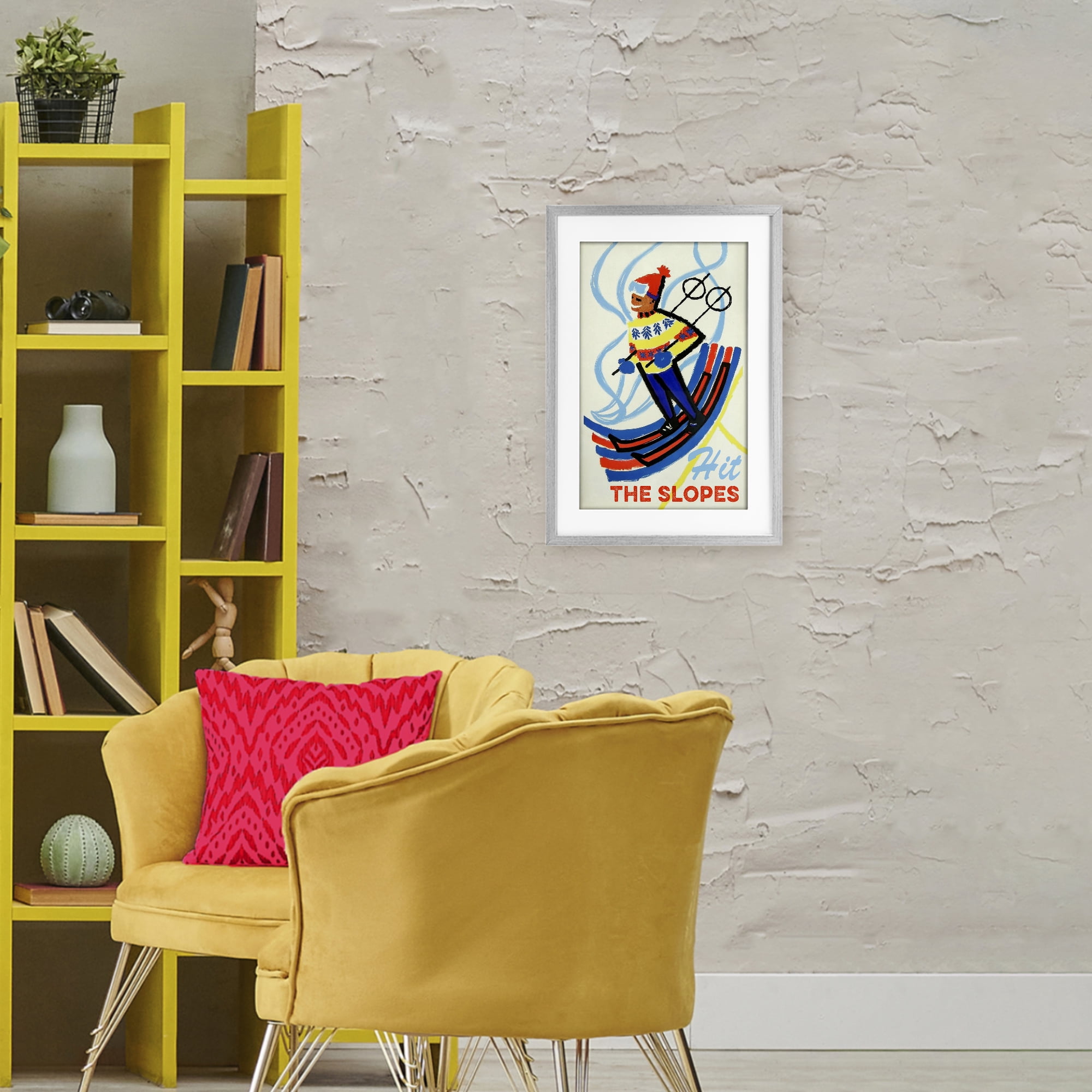 Stupell Industries Vintage Hit The Slopes Gray Framed Print Under Glass, design by Grotto Studios