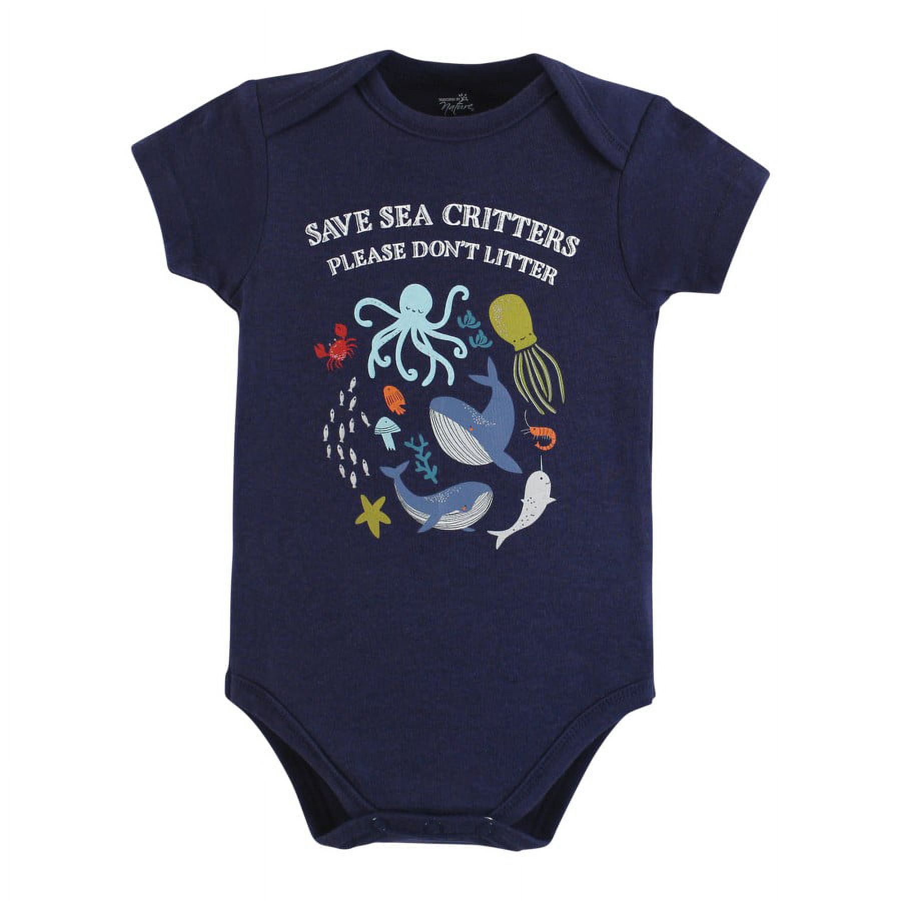 Touched by Nature Organic Cotton Bodysuits, Sea Critters, 0-3 Months