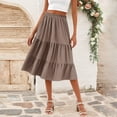 thumbnail image 3 of Wutalume Women's Casual High Waist Skirt - A-Line Solid Color with Drawstring and Pockets, Flowy and Comfortable for Summer Vacation, Beach, Daily Casual Wear,Brown M, 3 of 6