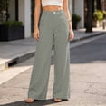 thumbnail image 2 of Women's Lightweight Wide Leg Trousers with Pocket High Rise Button Closure Business Casual Pants Work office Dress Pants Loungewear Gray, 2 of 6