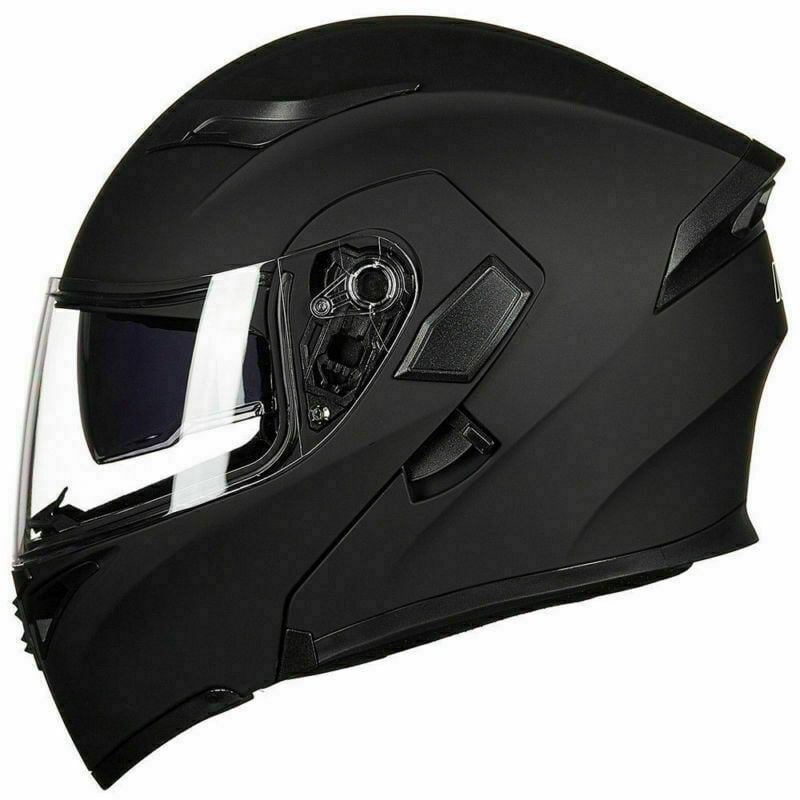 HOT DOT Solid Black Motorcycle Helmet Full Face Scooter Crash Motorbike Street 
