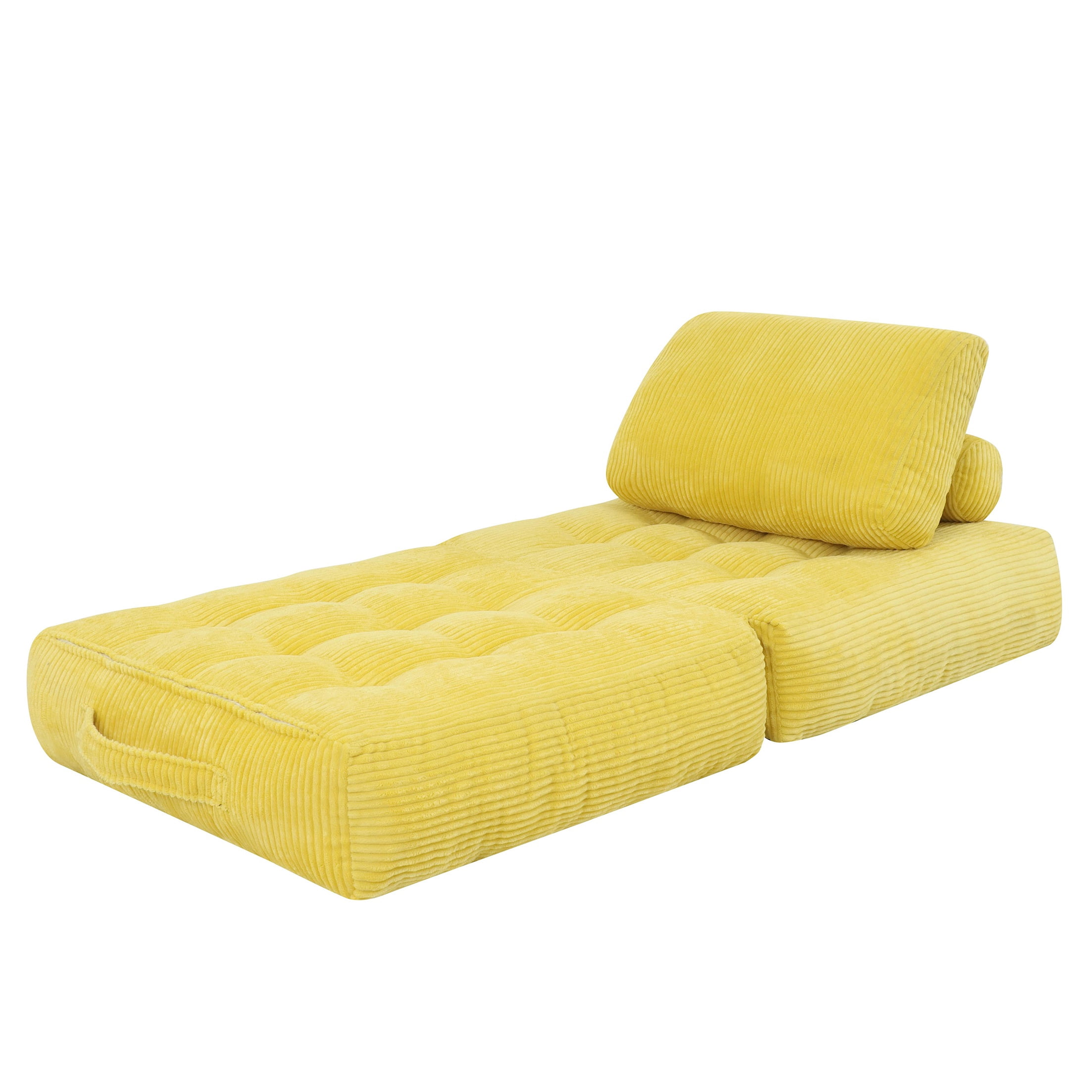 PAPROOS Bean Bag Chair for Adults, Corduroy Bean Bag Lounger, Convertible Floor Sofa Bed, Comfy Lounge Chair with Back Support for Bedroom, Dorm, Game Room and Living Room, Yellow