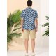 thumbnail image 5 of Lars Amadeus Camisa geométrica irregular para hombre Color Block Manga corta Botón abajo Camisas de verano Azul L Unique Bargains Camisas, 5 of 6