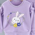 thumbnail image 6 of TOWED22 Baby Girl Clothes Fall Winter Toddler Outfits for Girls Graphic Shirt Tops Flare Joggers Pants Girls Clothing Set,Purple,5-6 Y, 6 of 7