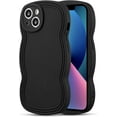 thumbnail image 2 of for iPhone 14 Plus Case 6.7 Inch Curly Wave Frame Phone Case Cute Design Color Aesthetic Phone Case Soft TPU Shockproof Protective Bumper Case Cover for Girls, Black, 2 of 15