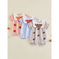 thumbnail image 3 of RUINIXCW Newborn Baby Boy Girl Game Day Outfit Infant Baby Boys Summer Fall Clothes Striped Romper Football Baseball Basketball Embroidery Doll Collar Short Sleeve Jumpsuit, 3 of 9