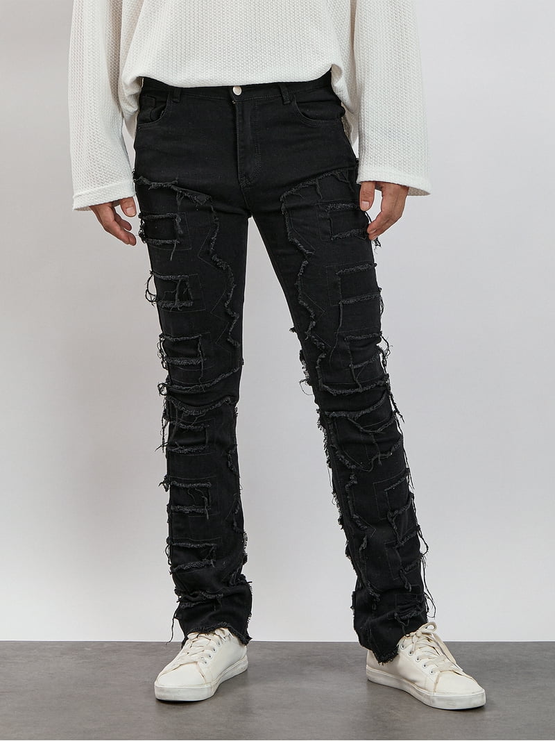 【極少】TSY RIPPED WIDE STRAIGHT DENIM BLACK RIPPED WIDE STRAIGHT DENIM 【BLACK TAG】// BLACK