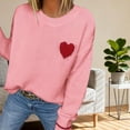 thumbnail image 5 of ZQUUVOU Women's Hearted Printed Pullover Tops Long Sleeve Round Neck Casual Blouse for Fall Winter Layering Outfits Hot Pink, 5 of 6