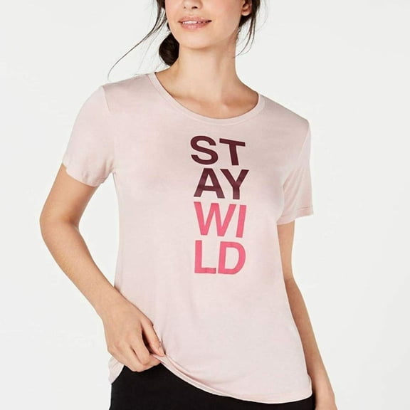 Columbia Womens Word Block Graphic Print T-Shirt,Mineral Pink,Large