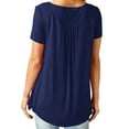 thumbnail image 3 of Liher Tops for Women Classic V Neck Short Sleeve Summer T-shirts Casual Loose Solid Tunic Blouse Navy Blue Tee Clothes Size L, 3 of 3
