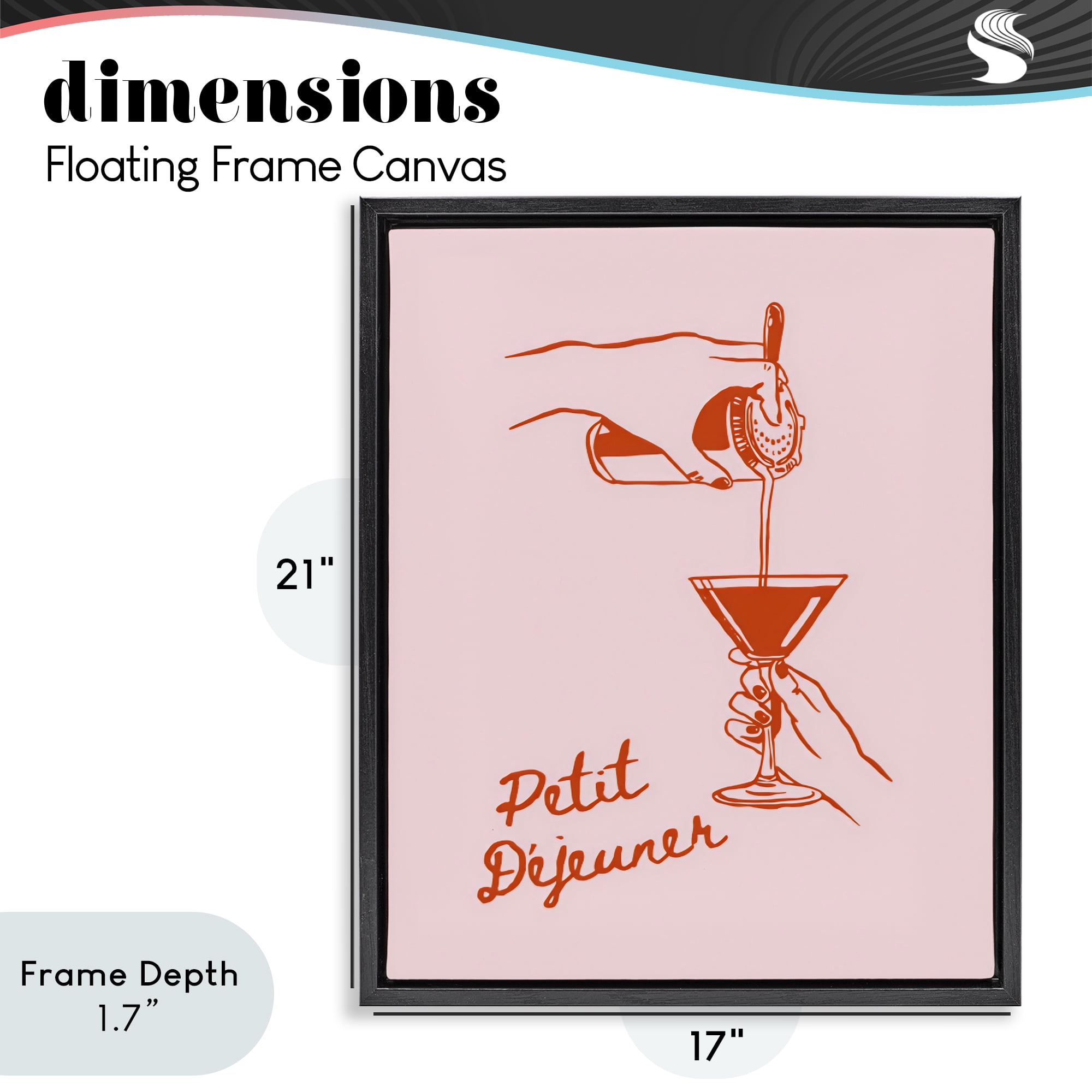 Stupell Industries Pouring Brunch Cocktail Black Framed Floater Canvas Wall Art, design by The Prints Vibe