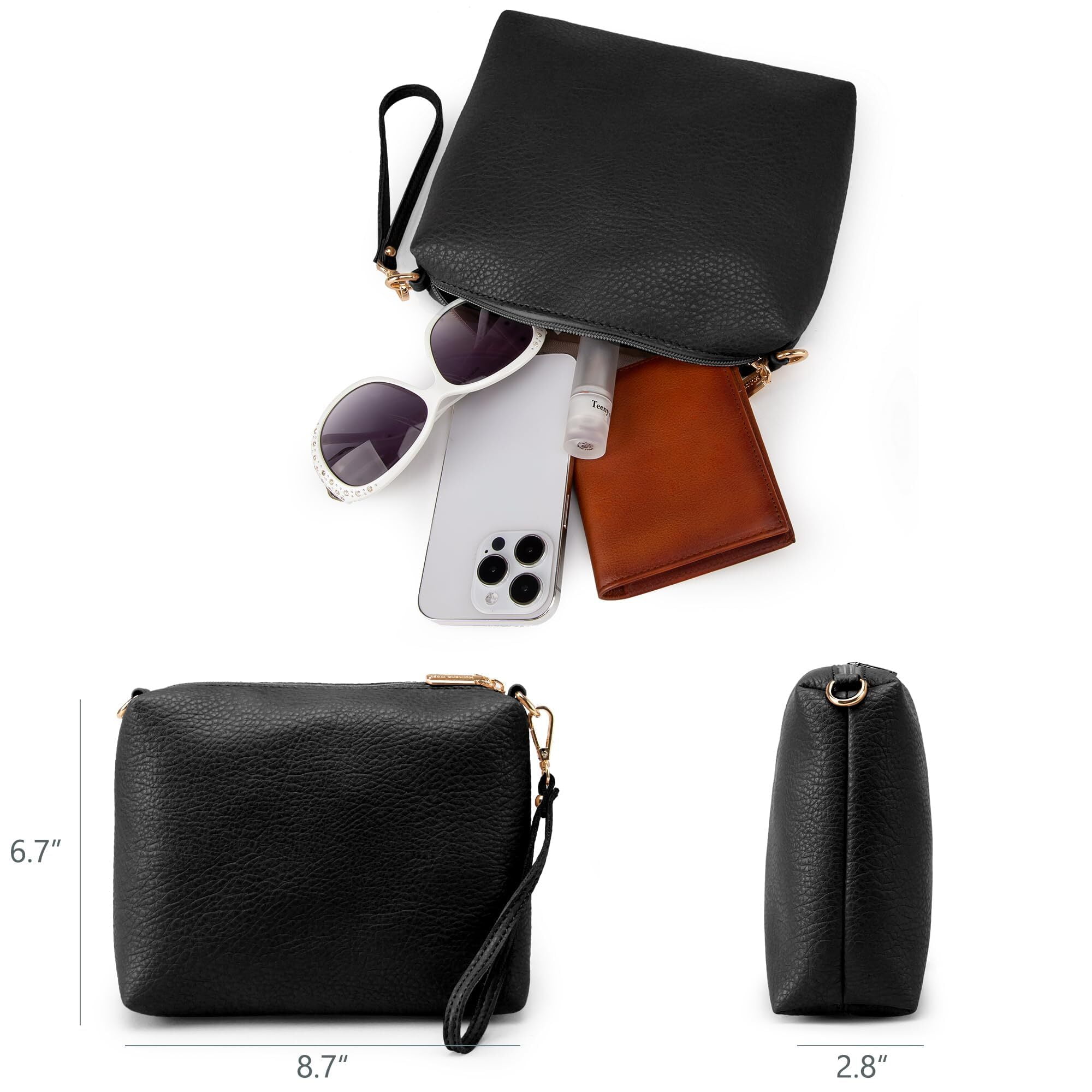 Montana West Hobo Bags Purse for Women Ultra Soft Foldable Shoulder Slouchy Handbags with Cosmetic bag, Black