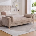 thumbnail image 4 of MDAQMD End Of The Bed Bench Chenille Chaise Chair with Armrests 2 Pillows Solid wood legs Upholstered Bedroom Benches Bench for living room Apartment Guest Room Wheat, 4 of 8