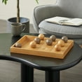 thumbnail image 2 of DecMode 12" x 2" Brown Wood Tic Tac Toe Game Set with 9 Balls, 1-Piece, 2 of 9