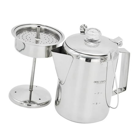 Hinged Lid Coffee Percolator Stainless Steel Clear Knob Coffee Maker Coffee Pots for Campfires and Stove Top Brewing