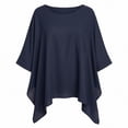 thumbnail image 3 of XPMWRP Women's Crew Neck Batwing 3/4 Sleeve Blouse with Pockets Soft Loose Fit Casual Flowy Summer Top for Daily Commute Vacation Outfits Navy XXL, 3 of 4