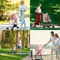 thumbnail image 3 of ZOOLIKE Pet Stroller for Cats and Dogs, 4-Wheeled Foldable Travel Carrier with Storage Basket, Pink, 3 of 7