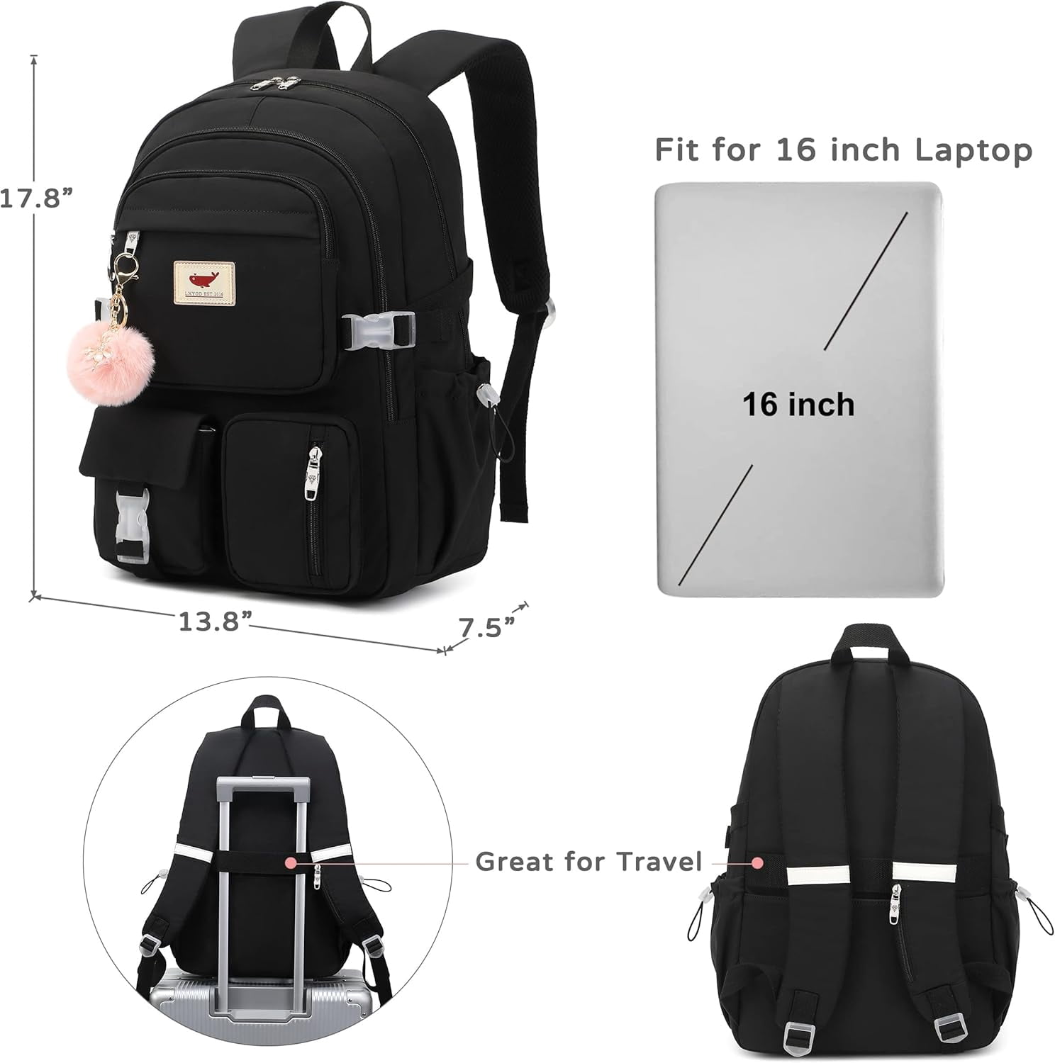 Laptop Backpack 15.6 Inch All Age Man Woman Bag College Backpacks Anti Theft Travel Back Pack Large Bookbags for Anyone