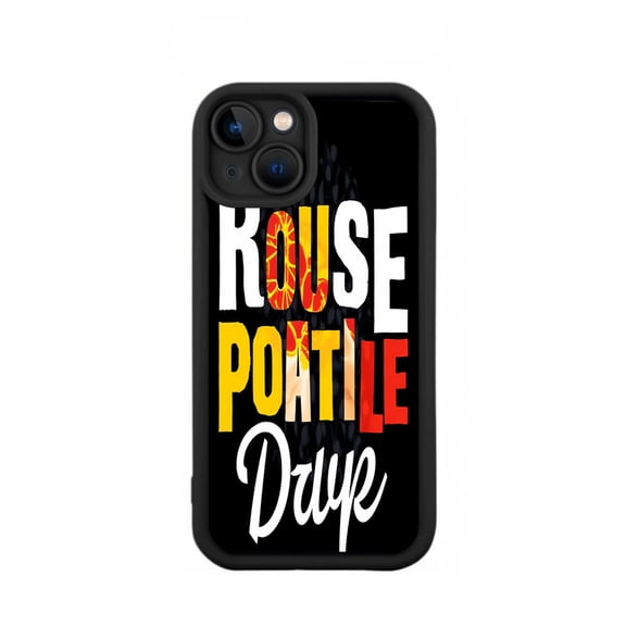 KOUSE PORTILLE Draye iPhone 15 Case - Lightweight Yellowing Resistant Design with Bold Text on Black Background - Stylish Protection for Your Device