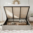 thumbnail image 5 of Allewie King Size Lift Up Platform Storage Bed Frame with Channel Wingback Headboard, Light Beige, 5 of 12