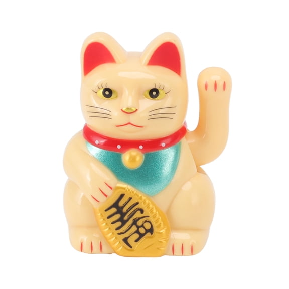 Yajisi 2 Inch Chinese Lucky Cat Fortune Decoration Waving Arm Solar Powered Figurine for Home Office Car Desk Ornament, Yellow, Sit Up Straight