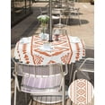 thumbnail image 4 of Outdoor Tablecloth with Umbrella Hole and Zipper Orange Boho Round Outdoor Tablecloths 60 Inch Waterproof Table Cloths Bohemian Style Patio Table Cloth Cover for Outdoor Tables Picnic Garden, 4 of 6