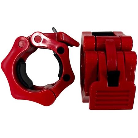 HULKFIT 2” Quick Release High Density Nylon Resin Olympic Barbell Clamp Clip Collar - Red