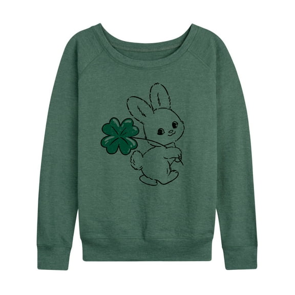 Instant Message - Bunny And Clover - Women's Lightweight French Terry Long Sleeve Shirt
