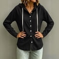 thumbnail image 4 of QIYAGBSA Hooded Denim Shirt for Women Button Down Long Sleeve Relaxed Fit Casual Spring Fall (Black, 2XL), 4 of 8