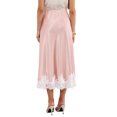 thumbnail image 3 of INSPIRE CHIC Lace Satin Skirt for Women's High Waist A-Line Silk Cocktail Elegant Wedding Midi Dress S Pink, 3 of 6