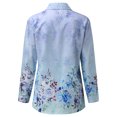 thumbnail image 3 of HOWPAY Button down Shirts for Women Long Sleeve Floral Print Loose Fit Classic Business Casual Collared Blouses Tops Comfy Y2k Clothes Blue XL, 3 of 4