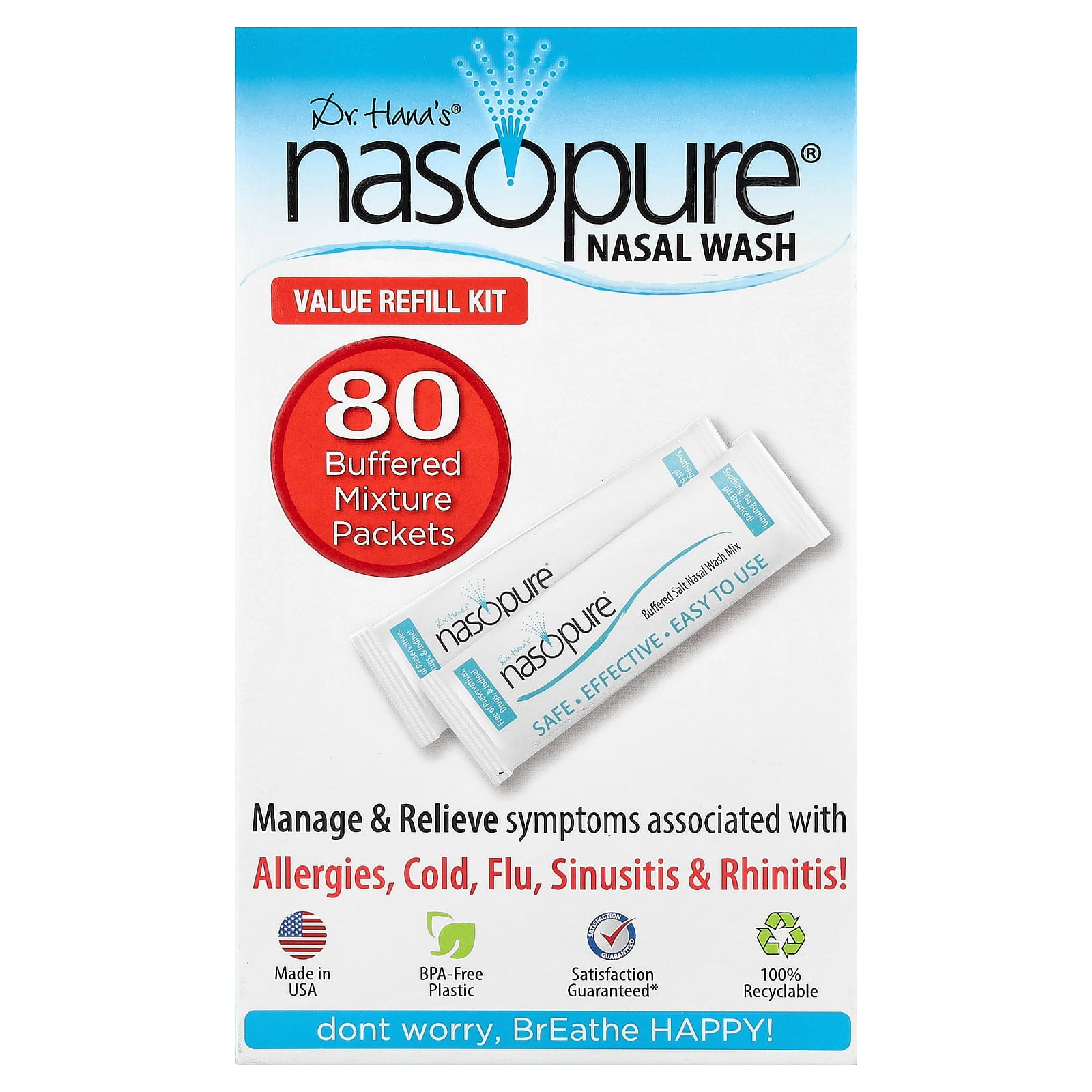 Nasopure Nasal Wash, Value Refill Kit, 80 Buffered Salt Packets