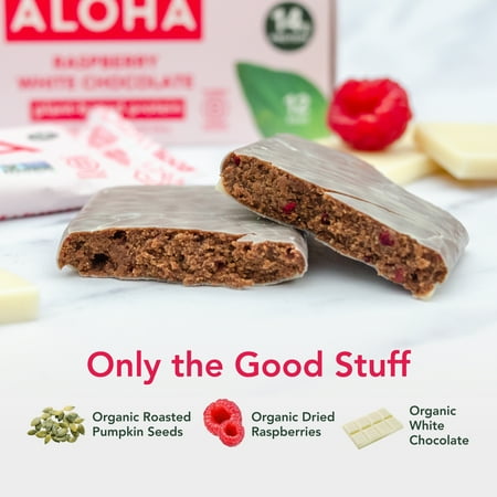 ALOHA, Plant Based Protein Bars, Raspberry White Chocolate (Pack of 12)