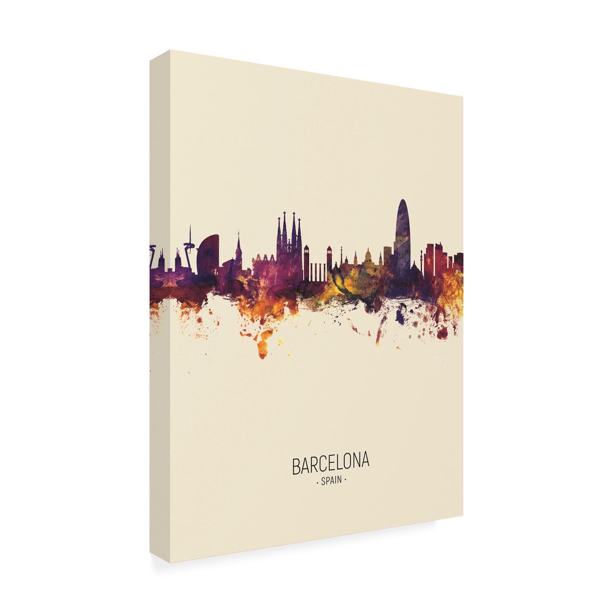 Trademark Fine Art 'Barcelona Spain Skyline Portrait III' Canvas Art by Michael Tompsett