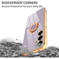 thumbnail image 4 of for Purple Samsung Galaxy S23 FE Case with Ring Holder Kickstand [with Magnetic] Soft TPU Bumper, Glitter Gold Electroplated Cover Full Camera Protective Phone Case for Galaxy S23 FE 2023, 4 of 12