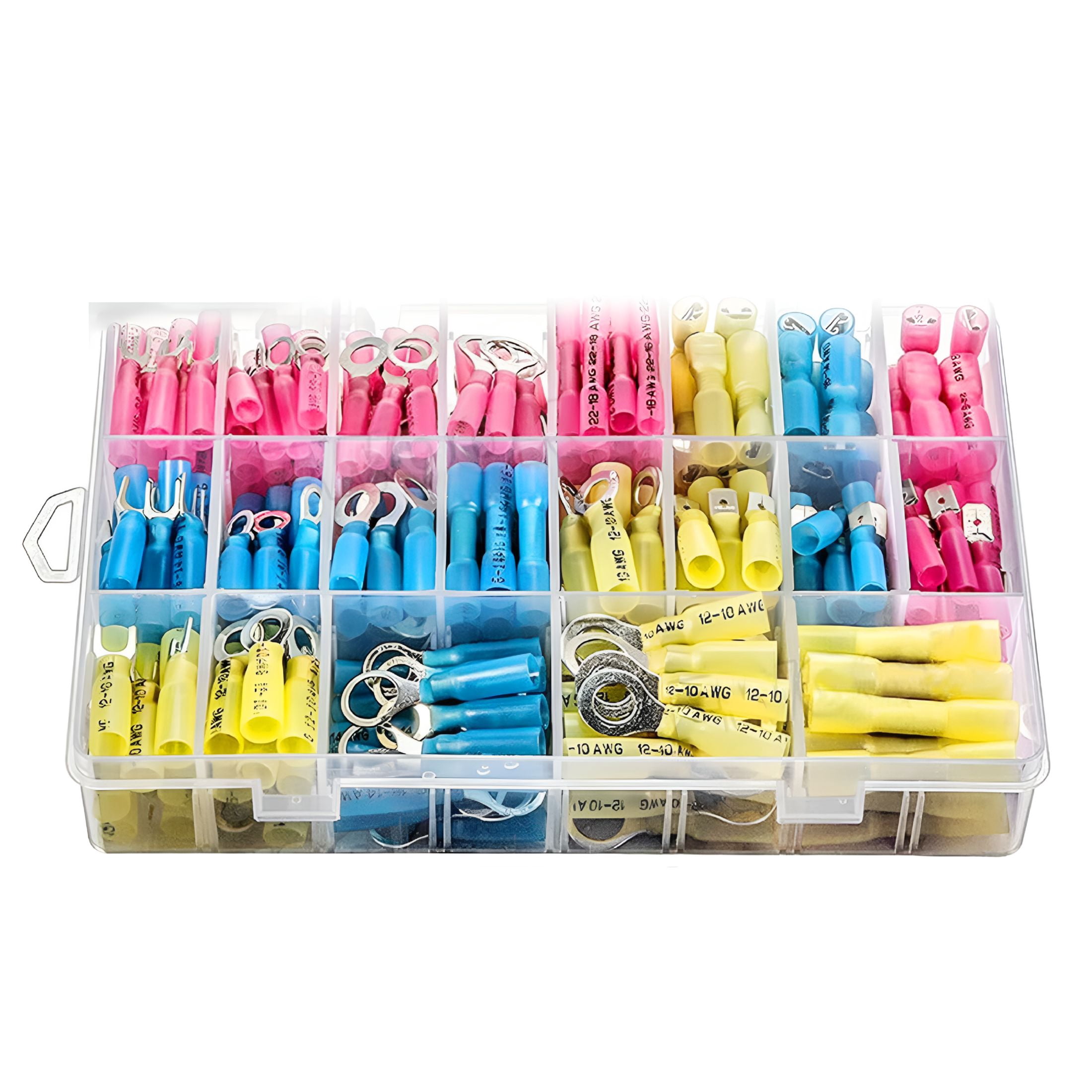 GJX 2026 New 240Pcs Marine Grade Heat Shrink Wire Connectors-Electrical Connectors Kit of Tinned Red Copper,Crimp Insulated Ring Fork Spade Butt Splice(3Colors) 16-14 22-16 12-10 Gauge