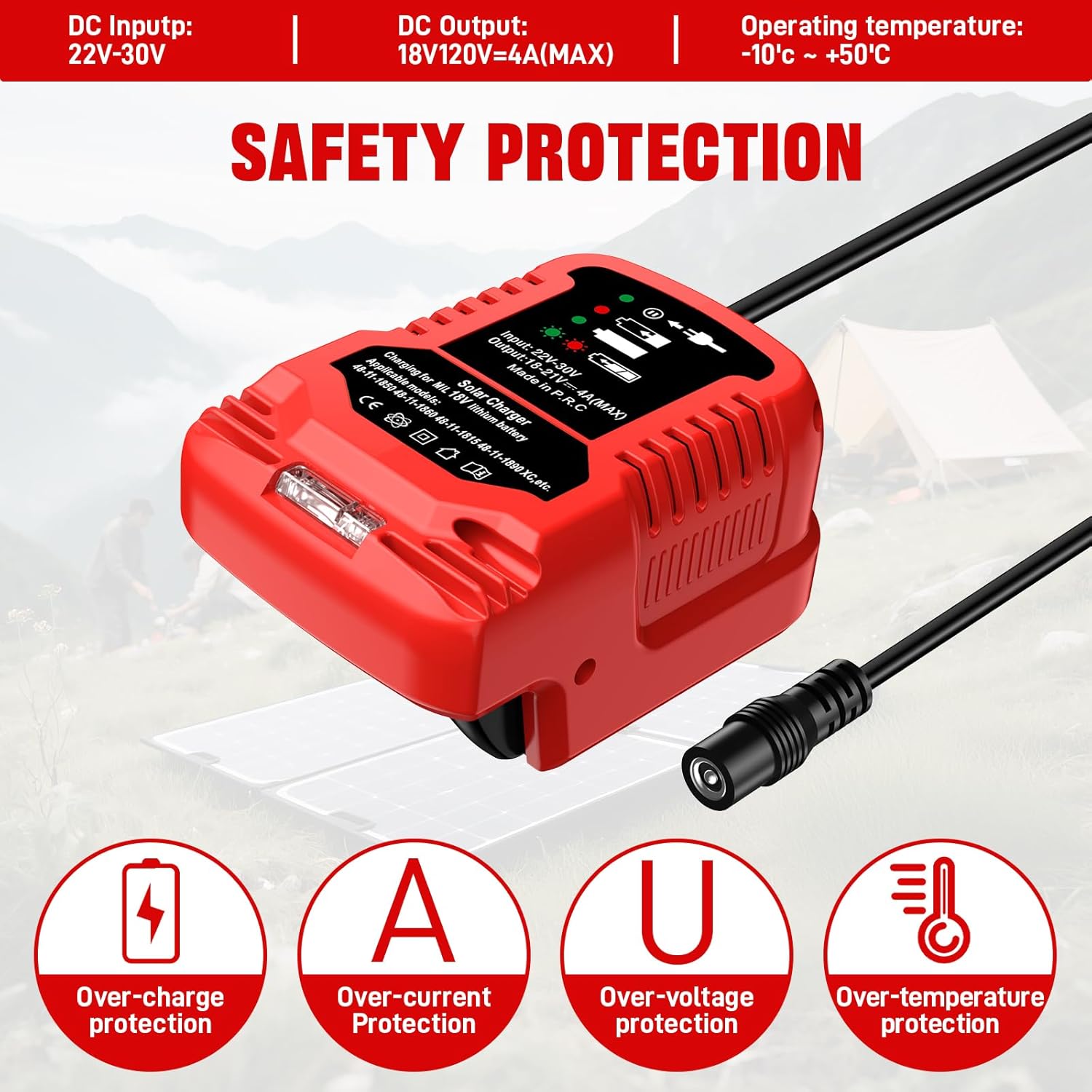 Solar Charger Adapter for Craftsman 20V  Battery,Portable,Outdoor Work,Camping