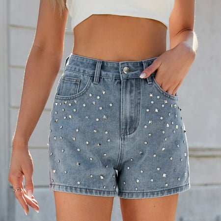 Ladies Summer Denim Shorts With Pockets Bib Overall Shorts for Women Formal Dresses for Women Short Short Sleeve Tops for Women Summer Womens Shirts Short Sleeve Women Running Shorts Seamless Boy