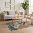 thumbnail image 3 of ODIKA 4'x6' Green Beige Earthy Abstract Leaves Washable Area Rug Modern Tropical Design with Organic Shapes Pet Friendly, Non-Shedding for Bedroom, Reading Nook, 3 of 7