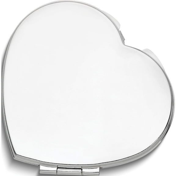 Fashion Silver-Tone Heart Shaped Compact Mirror (2.75 X 2.25) Made In China gm16825