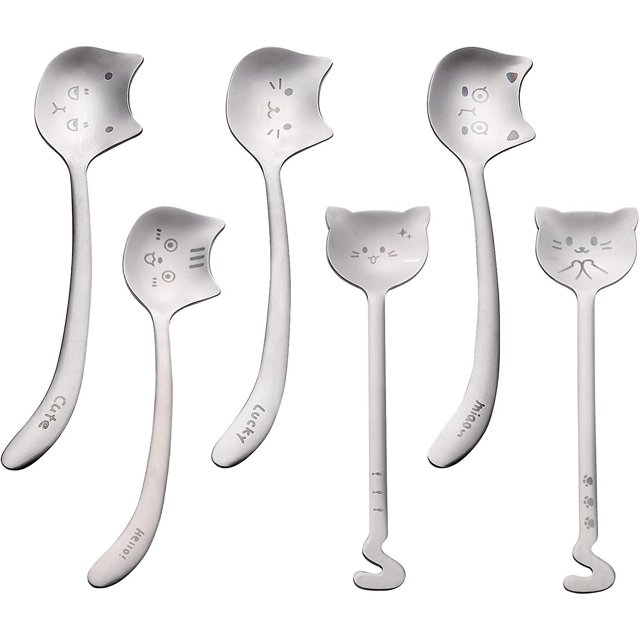 Juego de cucharaditas de Acero inoxidable YONGSHENG 6 uds para gatos acabado de espejo