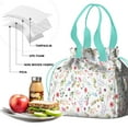 thumbnail image 4 of Pioneer Flower Floral Print Pattern Drawstring Lunch Bag Women - Drawstring Lunch Bag Insulated for Work Office - Stain-Resistant Large Lunchbags for Women with Multi-Pockets, 4 of 6
