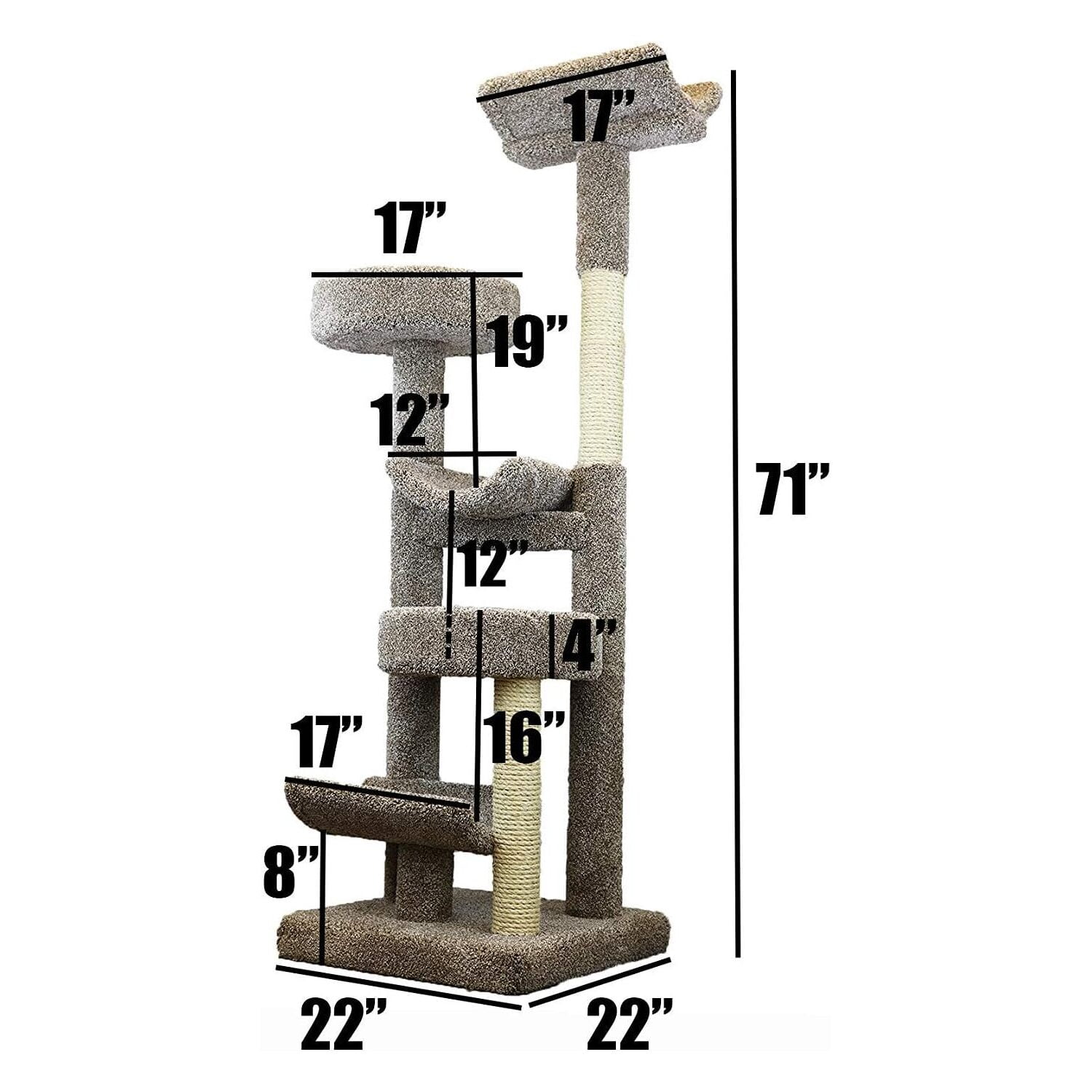 Prestige Cat Trees 130098-Neutral Staggered Cat Tower Cat Tree