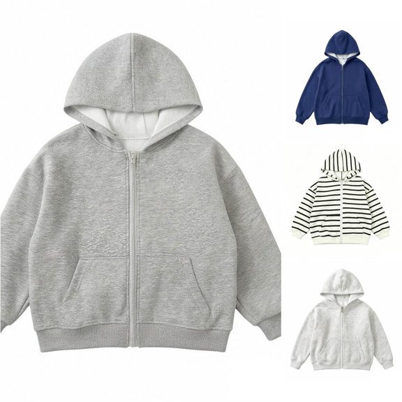 JAJAHO Boys And Girls Zip Up Hoodie 6M-16Y Long Sleeve Hooded Sweatshirts Fall Winter Outerwear