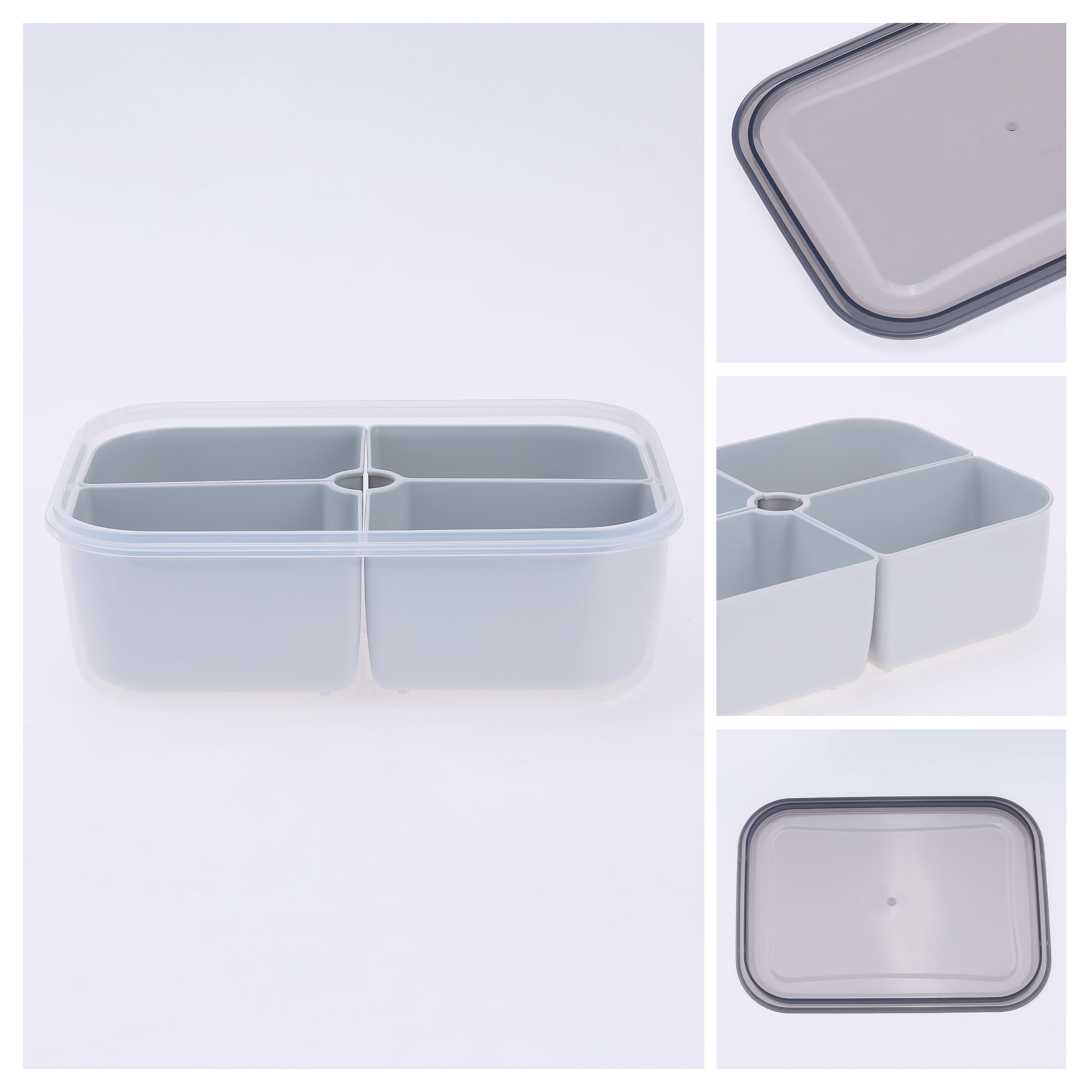 Unique Bargains Food Storage Containers Meal Prep 5 Packs 4 Grids-No Hollow