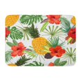 thumbnail image 1 of SIDONKU Green Aloha Yellow Pineapples Red Hibiscus and Tropical Leaves Banana Beautiful Doormat Floor Rug Bath Mat 23.6x15.7 inch, 1 of 1